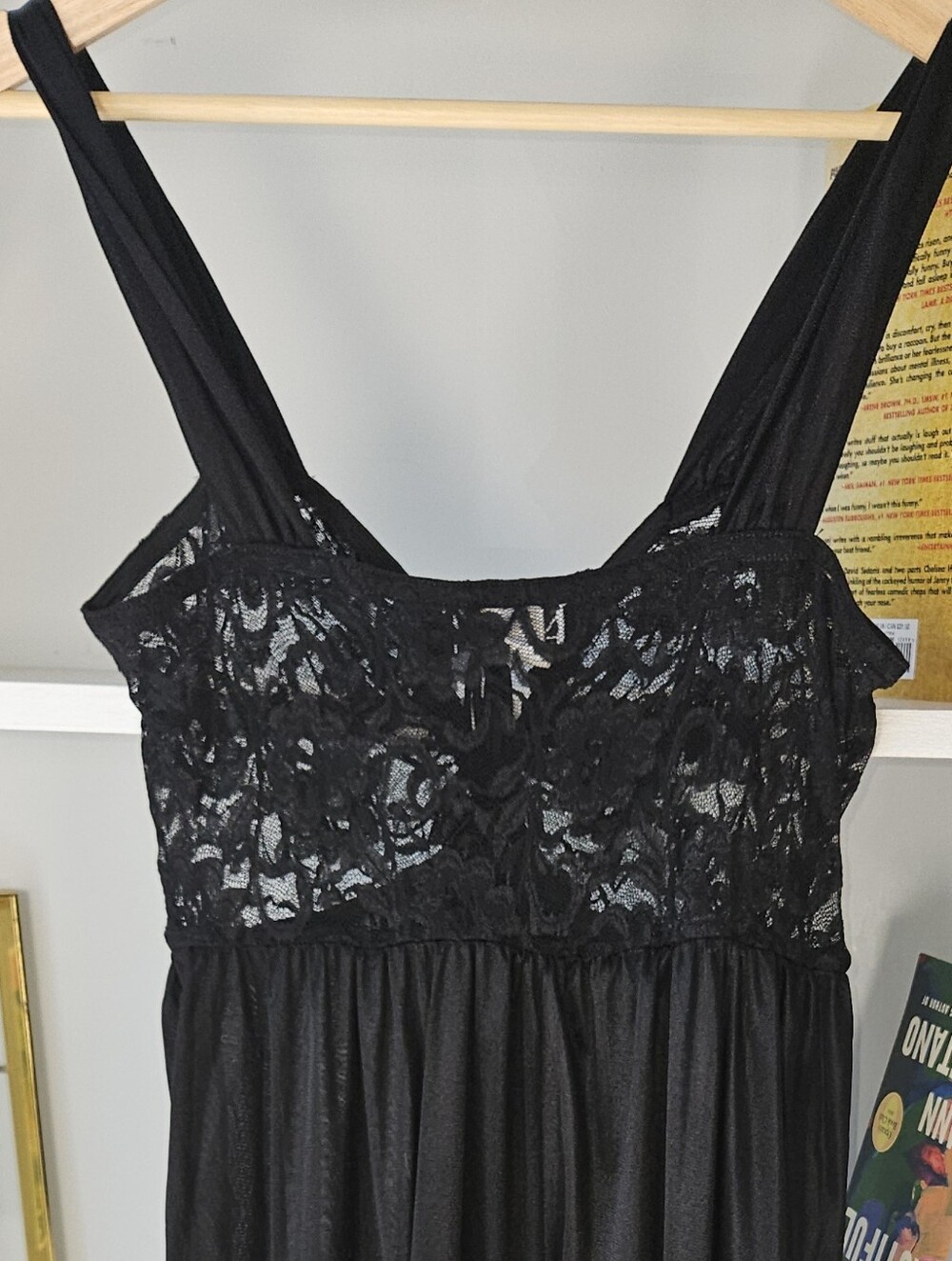 Vintage Black Lace Slip Dress Size Medium Romantic Unconventional Lace
